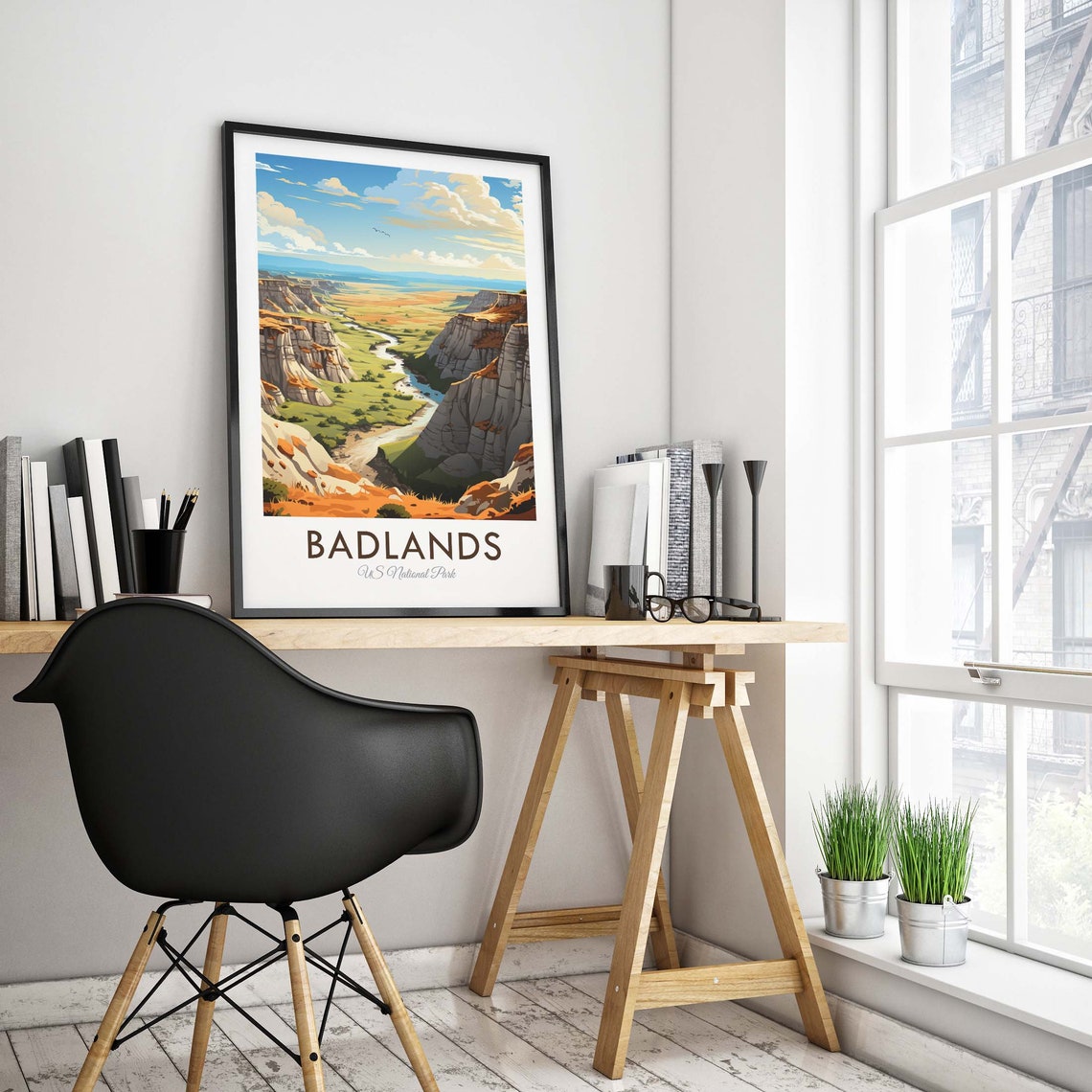 Badlands National Park South Dakota Canyon River Sunset Poster
