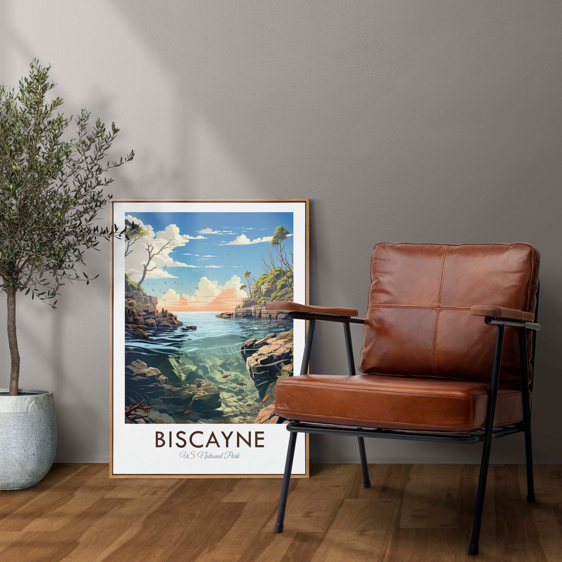 Biscayne National Park Florida Coral Reef Clear Water Travel Poster