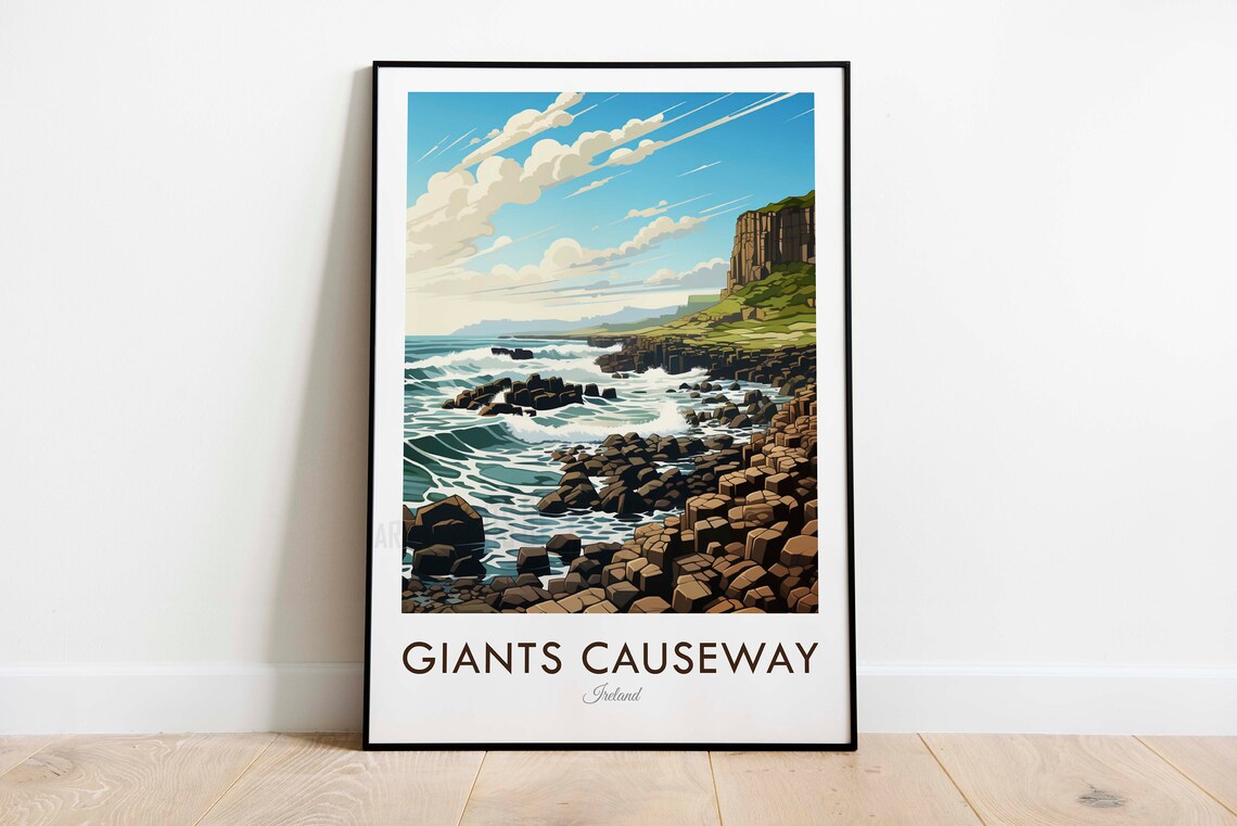 Giant's Causeway Vintage Travel Poster, Ireland