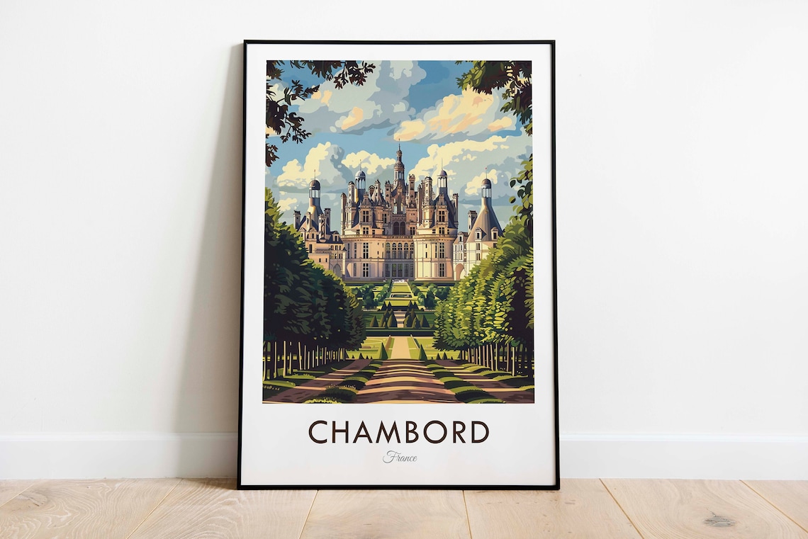 Chambord France Vintage Style Travel Poster