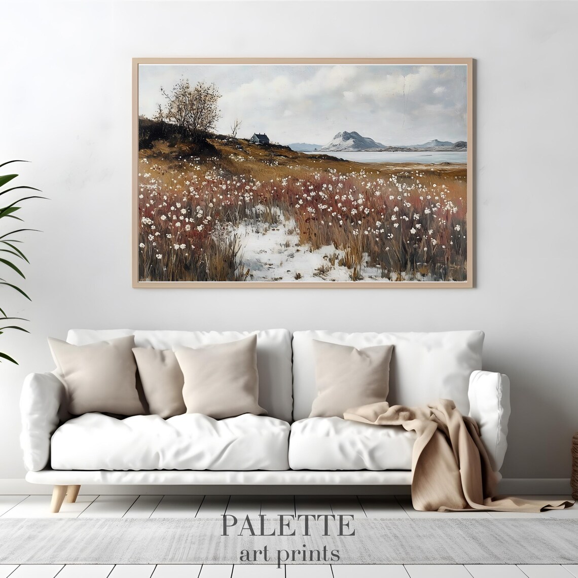 Winter Meadow Of White Wildflowers With Lingering Snow Patches Poster - Image 3