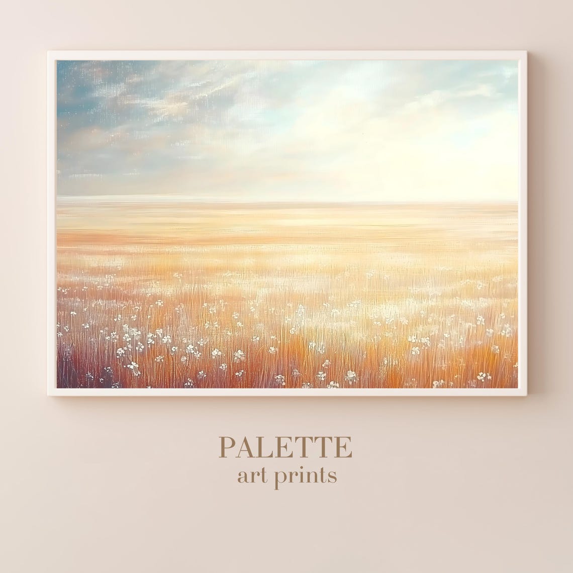 Golden Sunset Wildflower Meadow Warm Glow Landscape Wall Art - Image 3