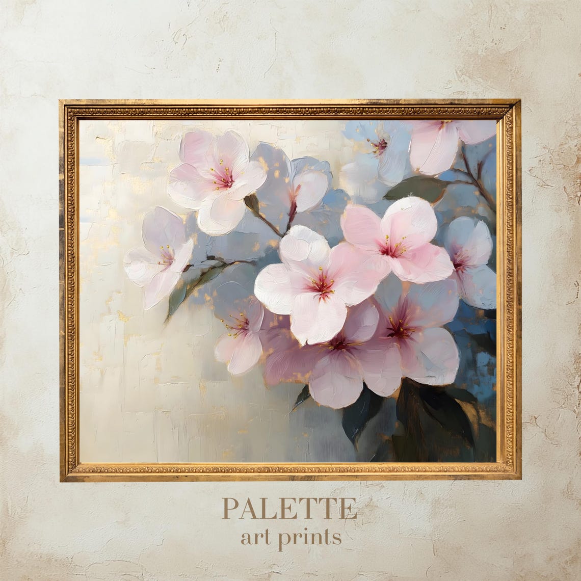 Pink Cherry Blossom Oil Painting Elegant Spring Floral Wall Poster - Image 3