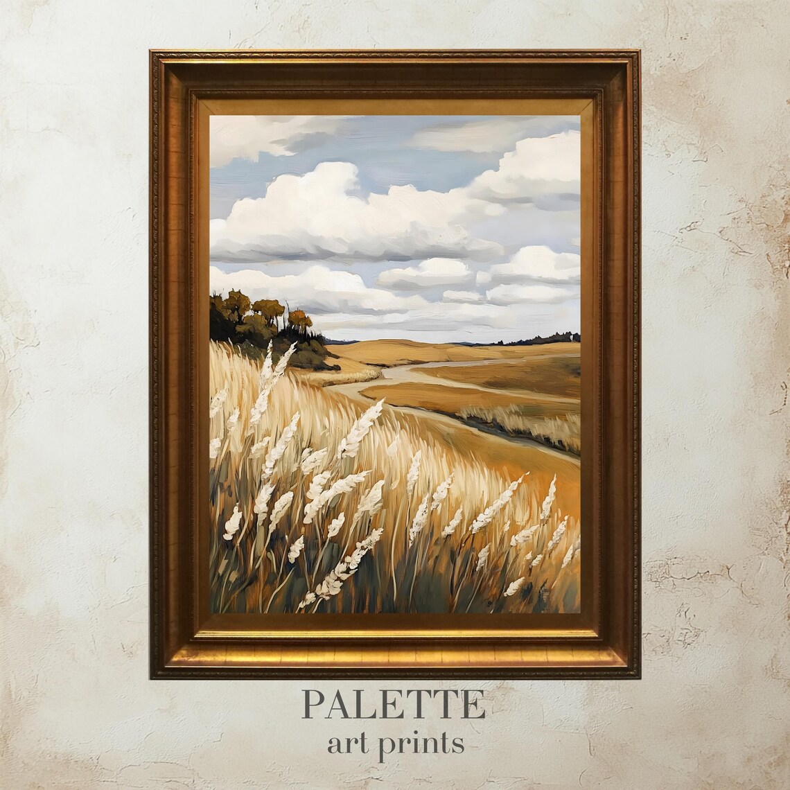 Golden Wheat Field, Rustic Minimalist Landscape