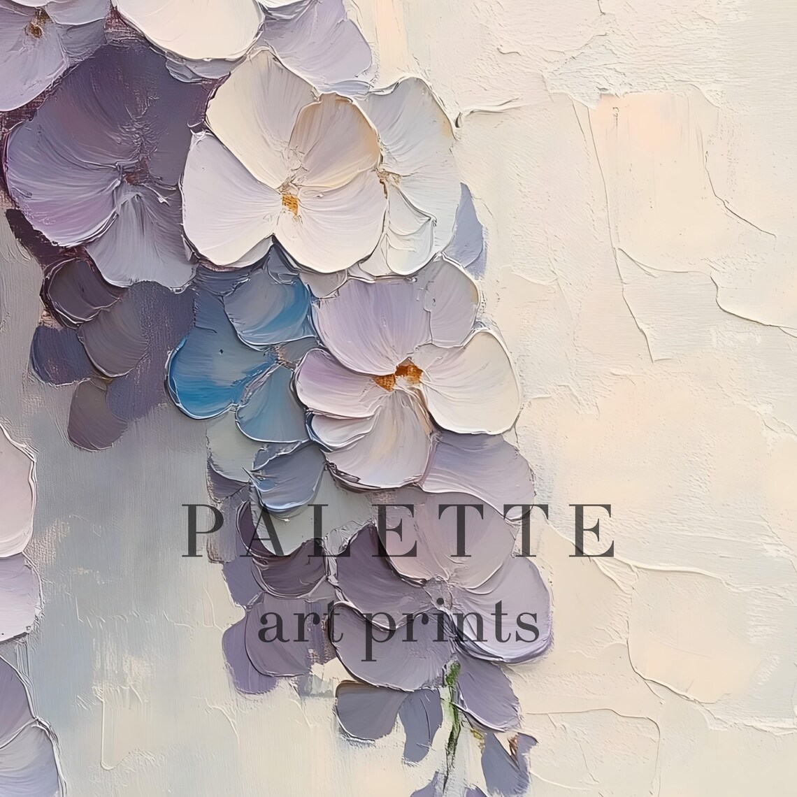 Cascading Wisteria Blossom Impasto Purple Floral Garden Print - Image 2