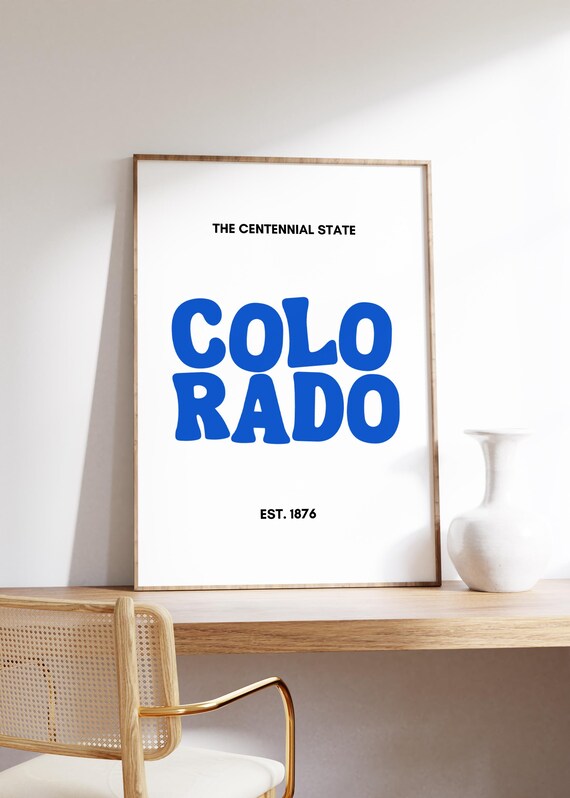 Bold Colorado The Centennial State Blue Retro Typography Poster