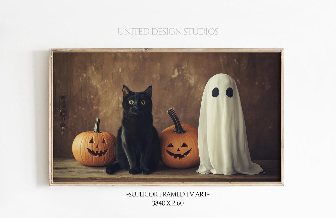 Halloween Black Cat Jack O Lanterns Ghost Cute Spooky Fall Poster