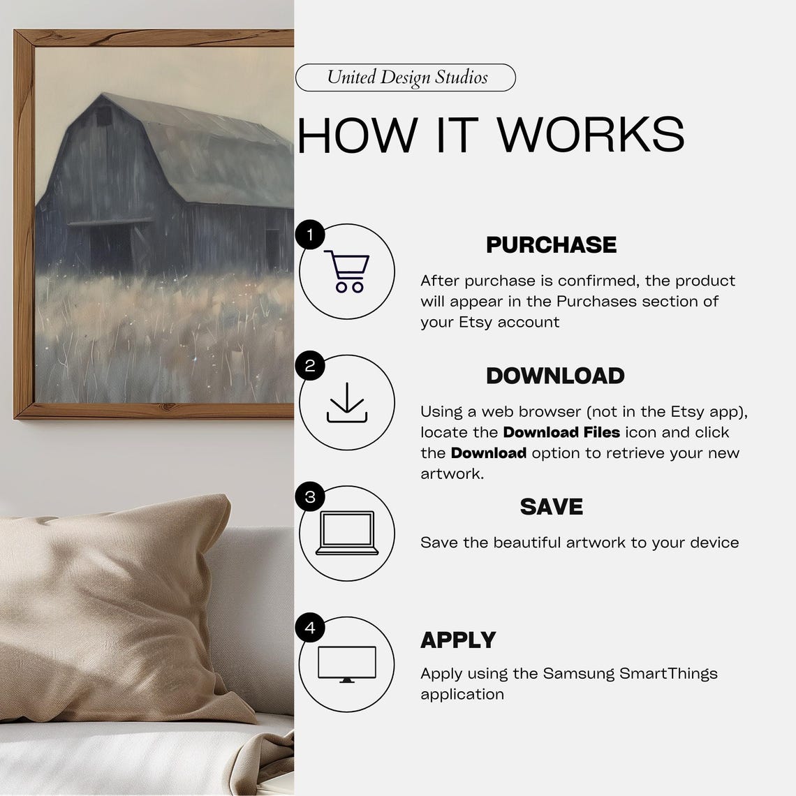 Rustic Gray Barn Field Muted Neutral Farmhouse Painting Poster - Image 3