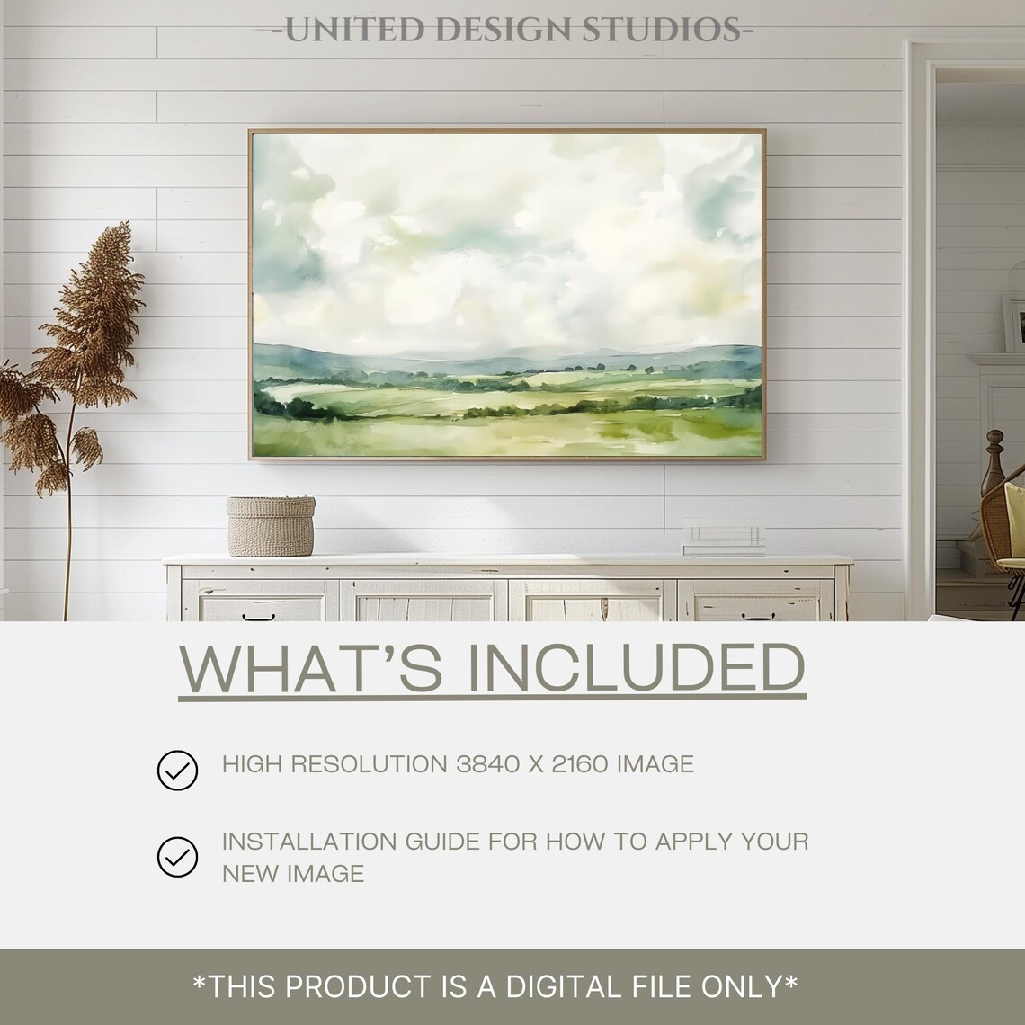 Spring Landscape Art Print, Farmhouse Watercolor Scenery - Image 3