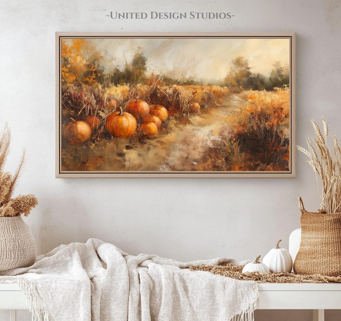 Pumpkin Patch Field Autumn Harvest Oil Painting Fall Farmhouse Poster - Image 4