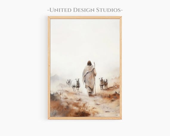 Jesus Faithful Good Shepherd Minimalist Christian Art