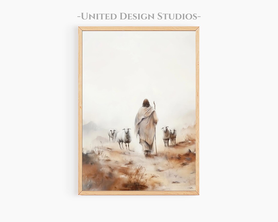 Jesus Faithful Good Shepherd Minimalist Christian Art
