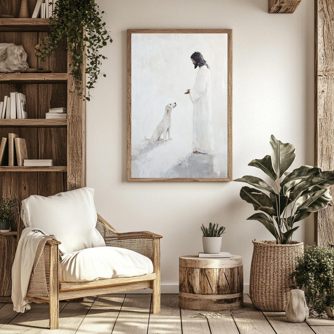 Jesus Welcoming A Dog To Heaven Christian Artwork Jesus And Dog Modern Christian Art Bible Sketches Jesus Loves You Jesus Painting - Image 3