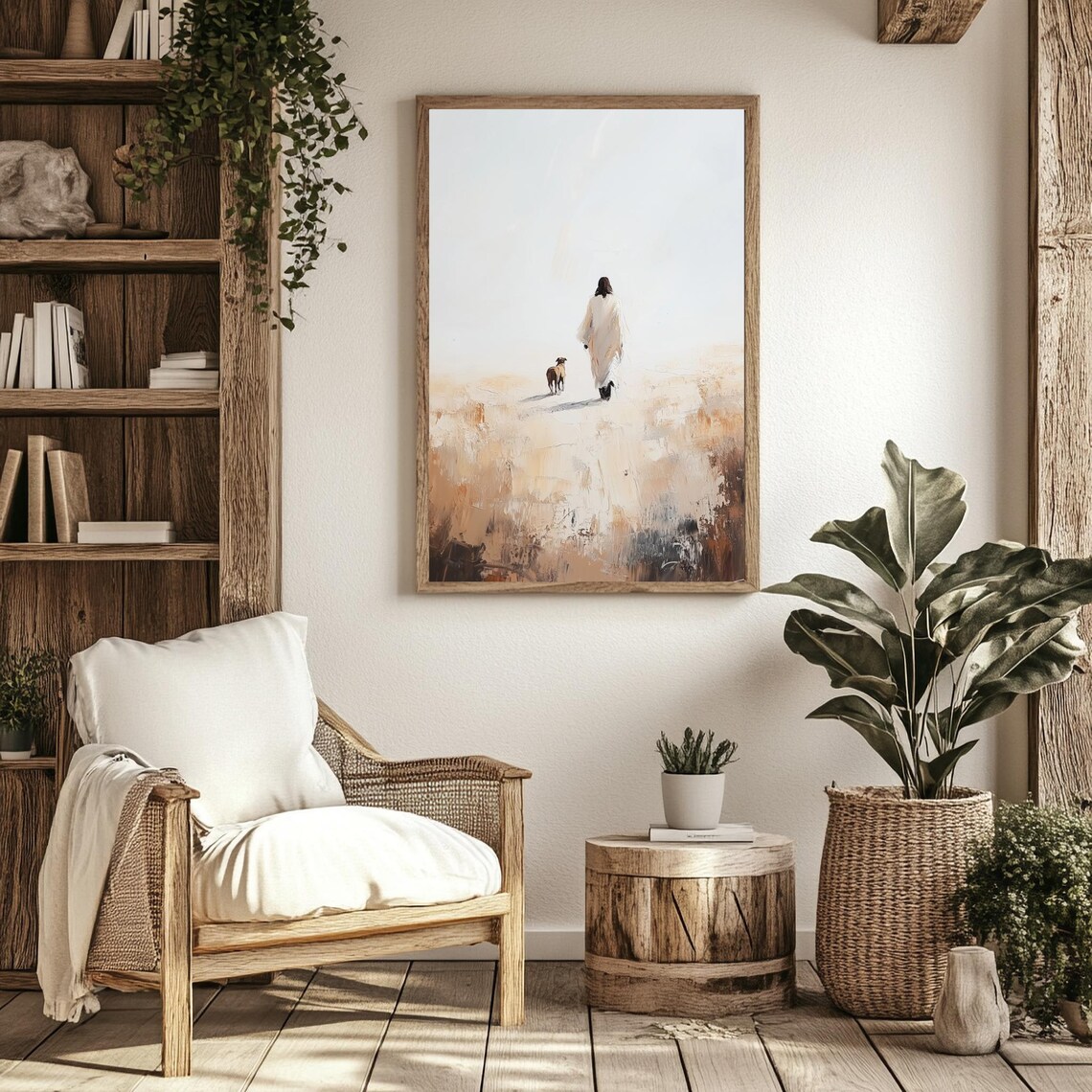 Jesus Walking With A Dog In Heaven Art Print - Image 2