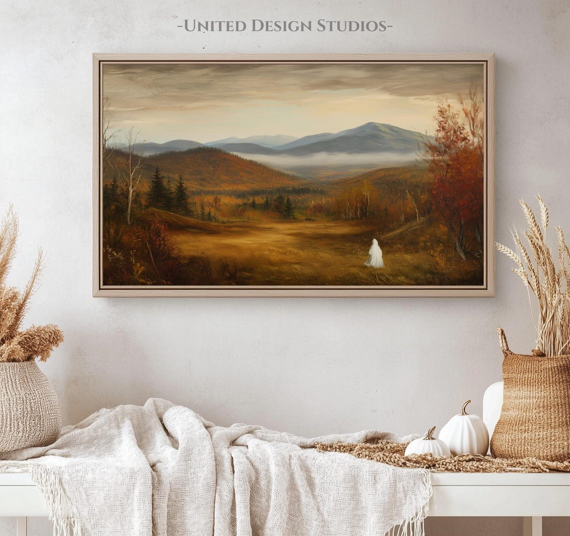 Vintage Autumn Mountain Valley Ghost Spooky Fall Frame TV Art Poster - Image 4