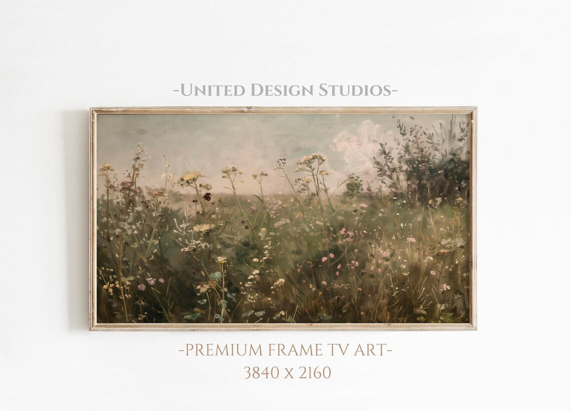Fall Frame Tv Art Cottagecore Autumn Flower Field Oil Painting Of Fall Flowers For The Frame Tv Neutral Warm Wildflower Tv Art