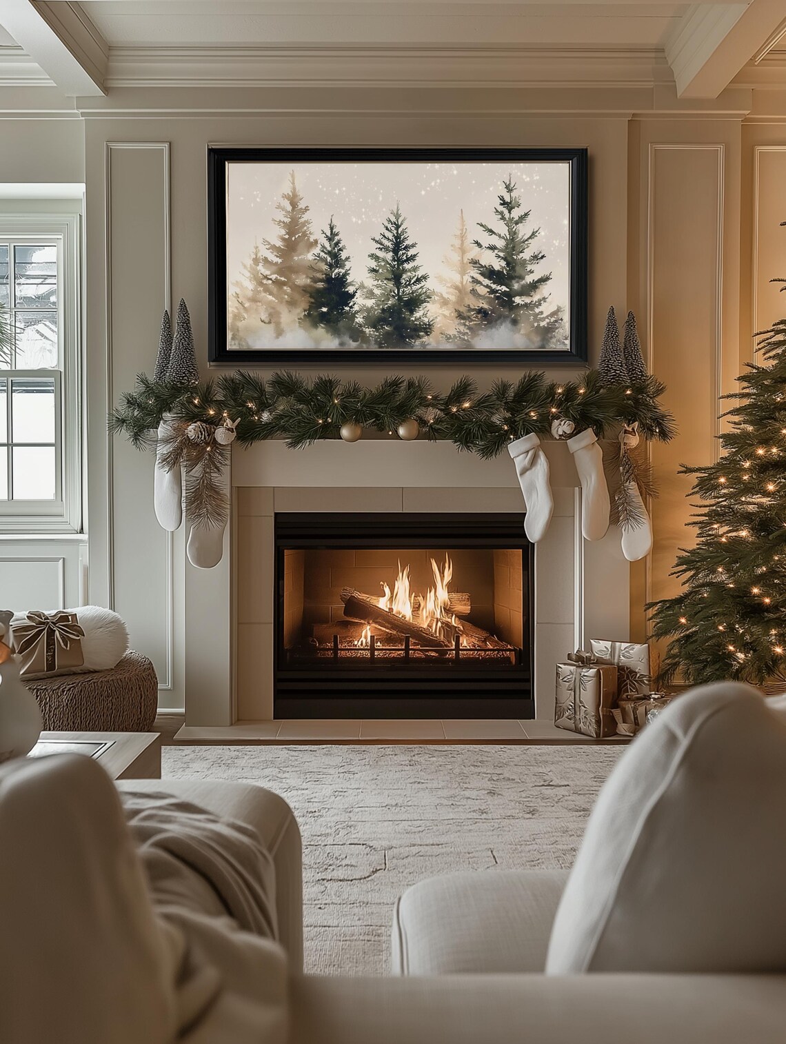 Winter Forest Evergreen Trees Watercolor Art Print - Image 2