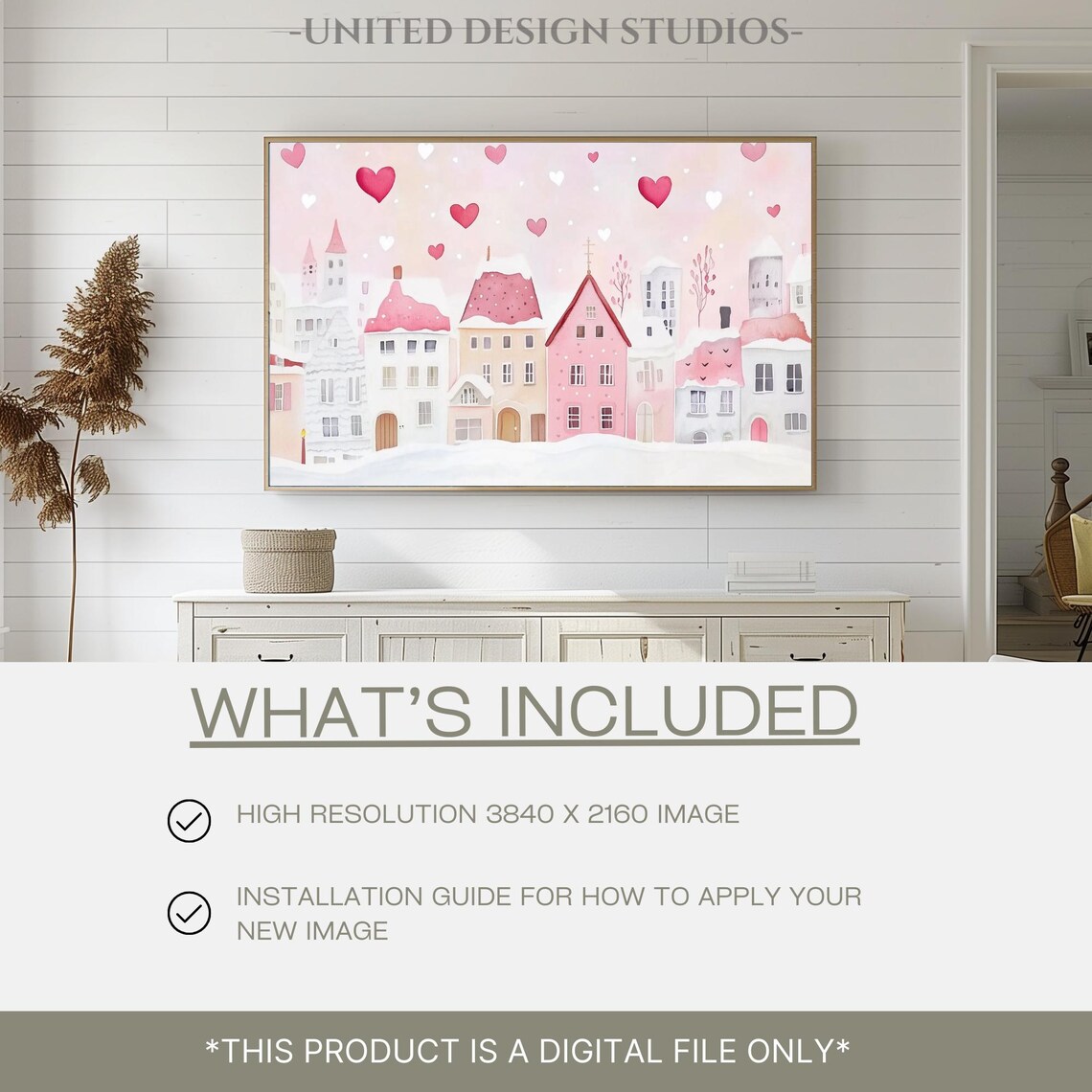 Valentine Village Art Print, Romantic Valentine Town - Image 2