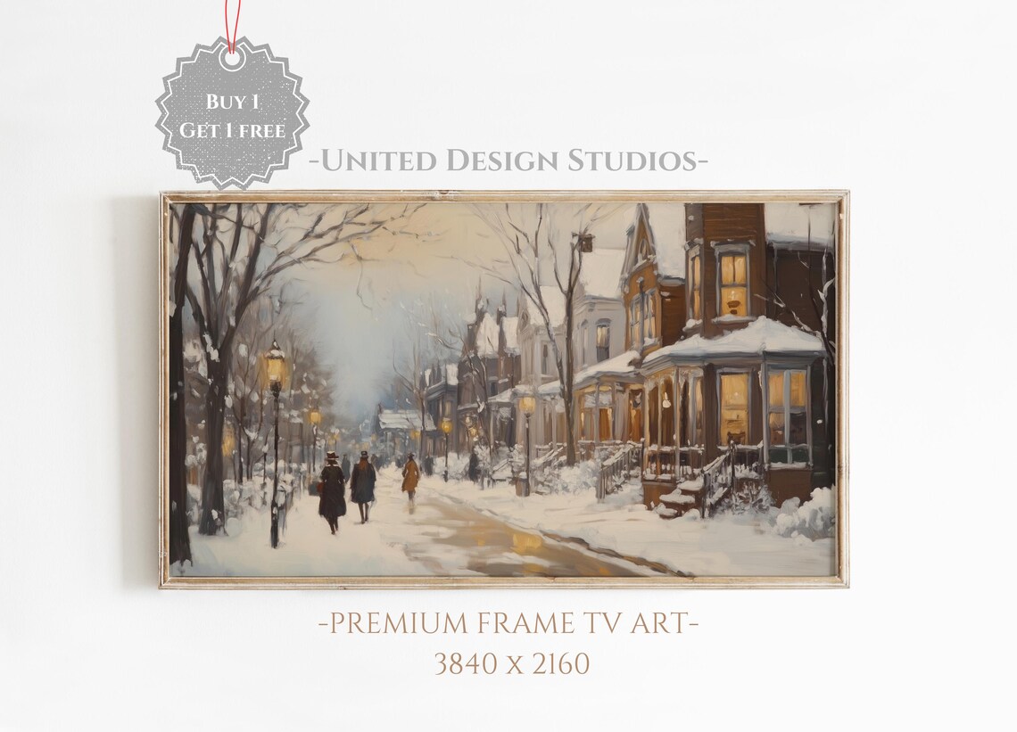 Christmas Town Farmhouse Christmas Village Art Print