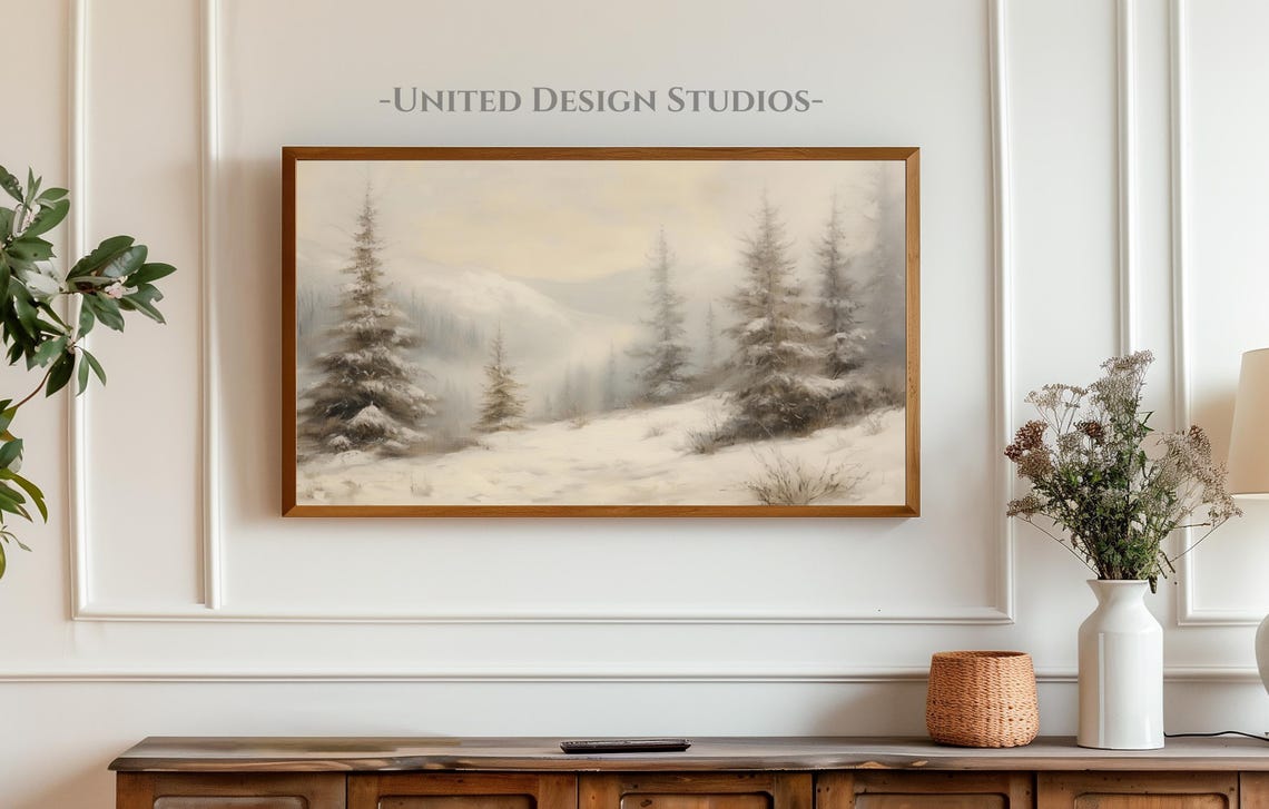 Snow Covered Pine Trees Misty Winter Mountain Landscape Poster - Image 4