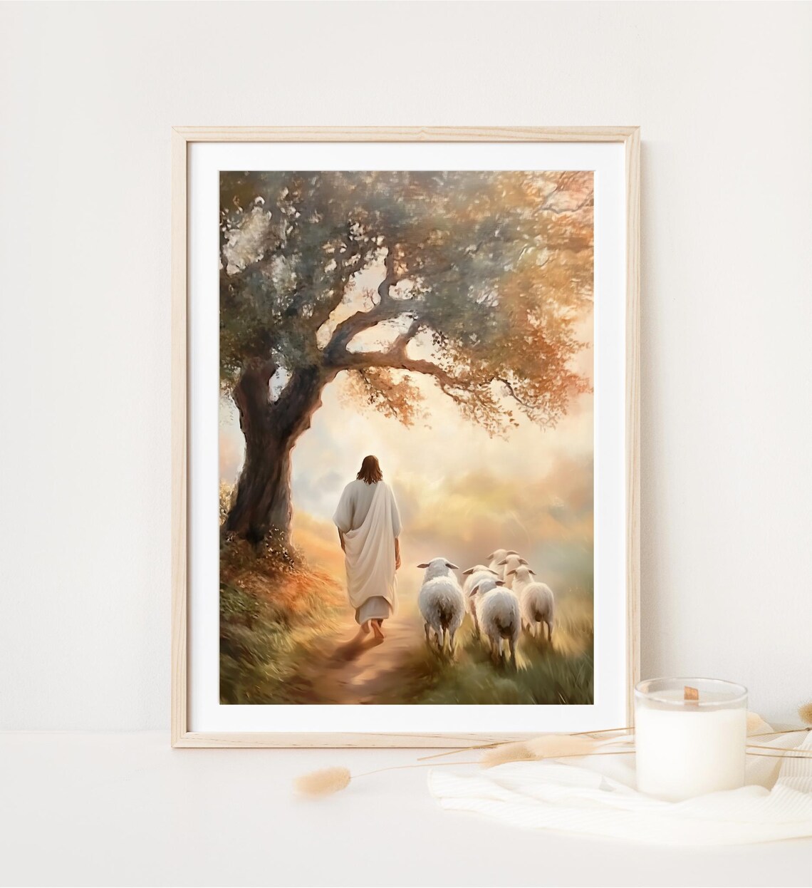 Jesus Watching Over His Flock Modern Christian Art - Image 4
