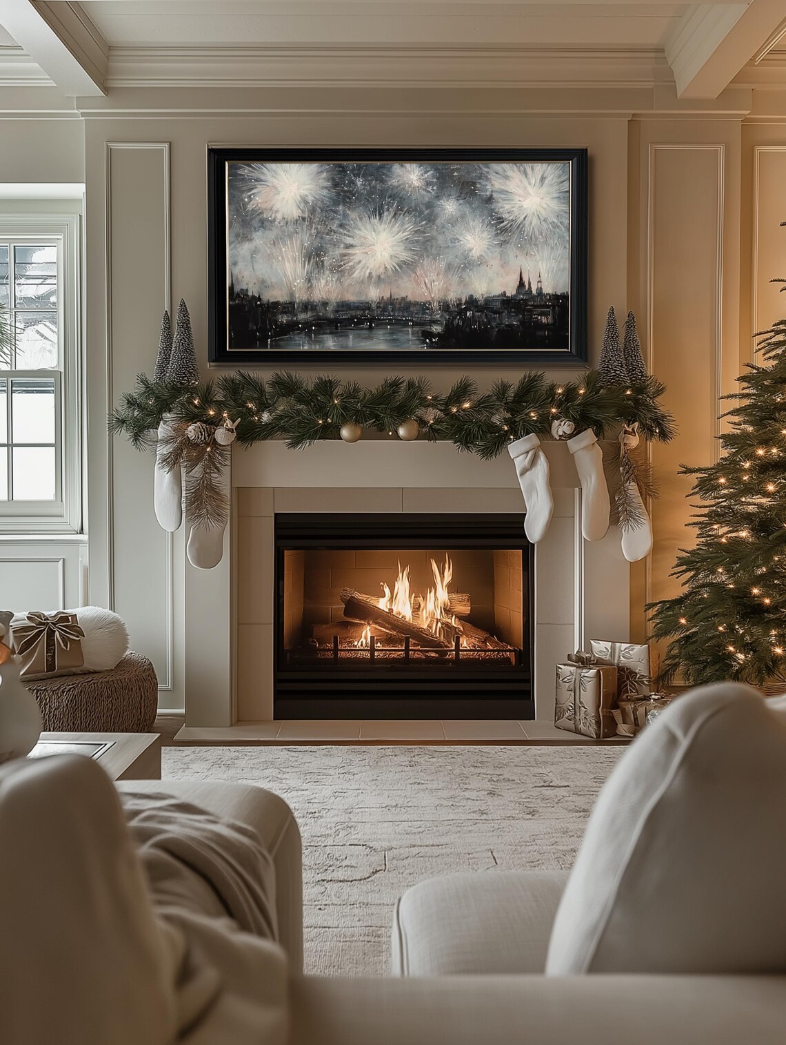 New Years Fireworks Farmhouse Holiday Art Print - Image 2