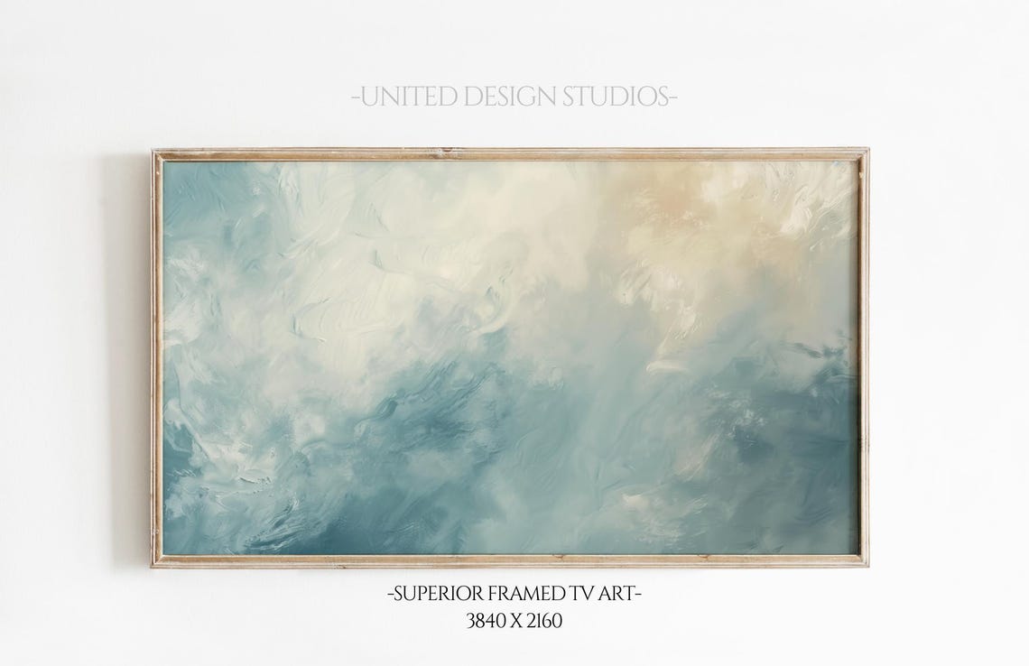 Soft Blue Gray Cloud Abstract Brushstrokes Modern Minimal Art Print