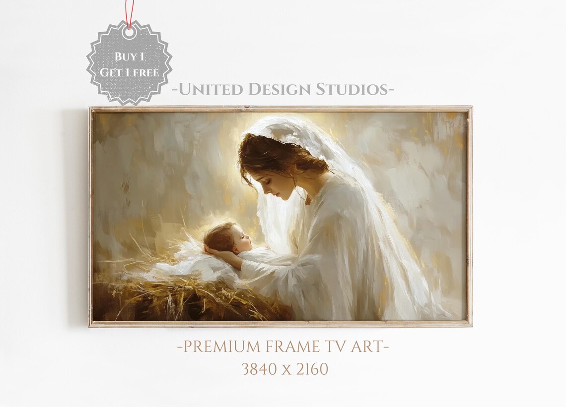 Christmas Nativity Neutral Christian Art Print