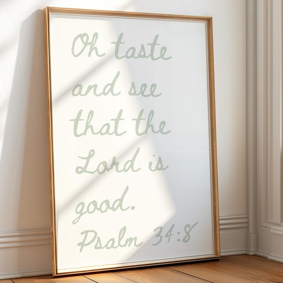 Psalm 348 Christian Wall Art Bible Verse Quote Coastal Granddaughter Prints Green Wall Art Minimalist Faith Inspired Poster Apartment Decor