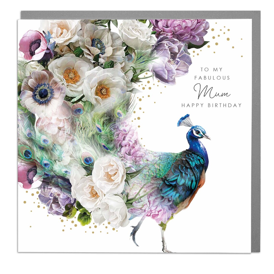 Fabulous Mum Happy Birthday Peacock Floral Card Poster Design
