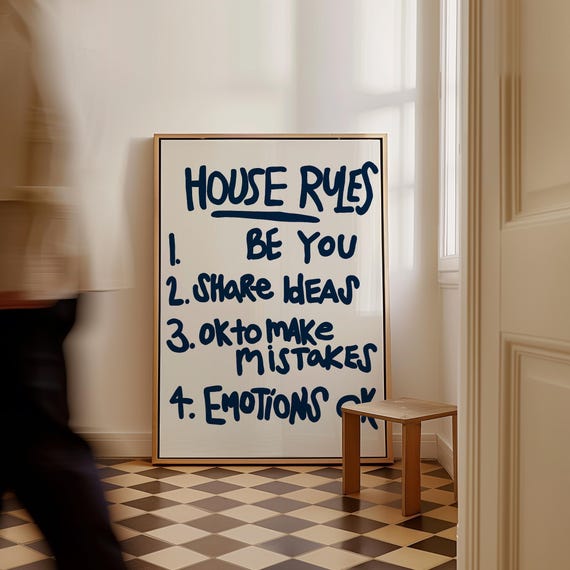 Funky Text Wall Art Quote Wall Art House Rules Inspirational Motivational Quotes Poster Modern Wall Art Living Room Wall Art