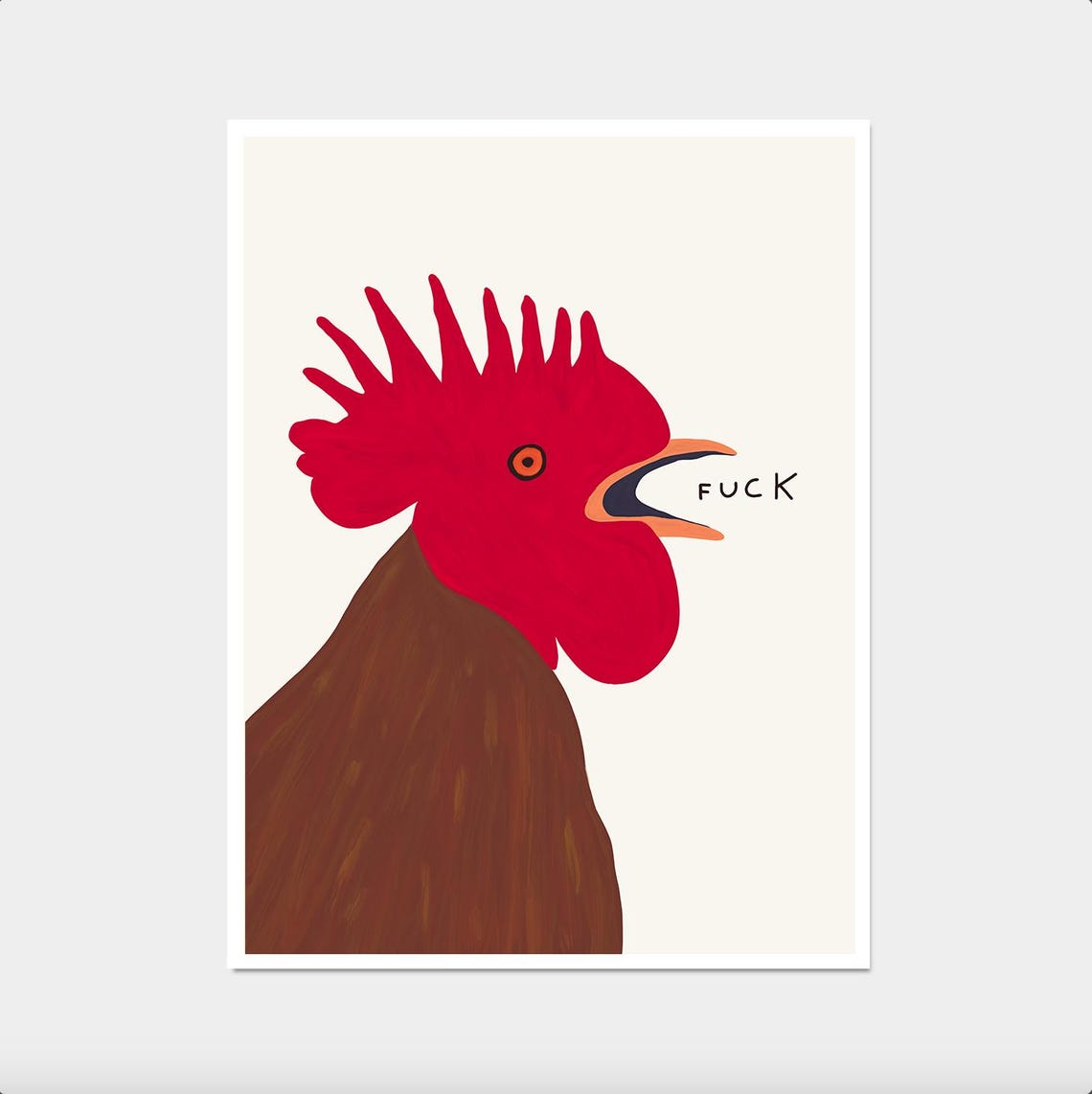 Swearing Red Rooster Shouting Bold Funny Bird Animal Art Poster - Image 3