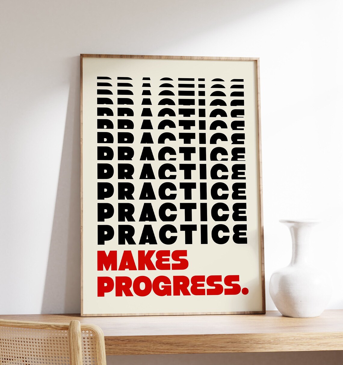 Practice Makes Progress Retro Motivational Art Print