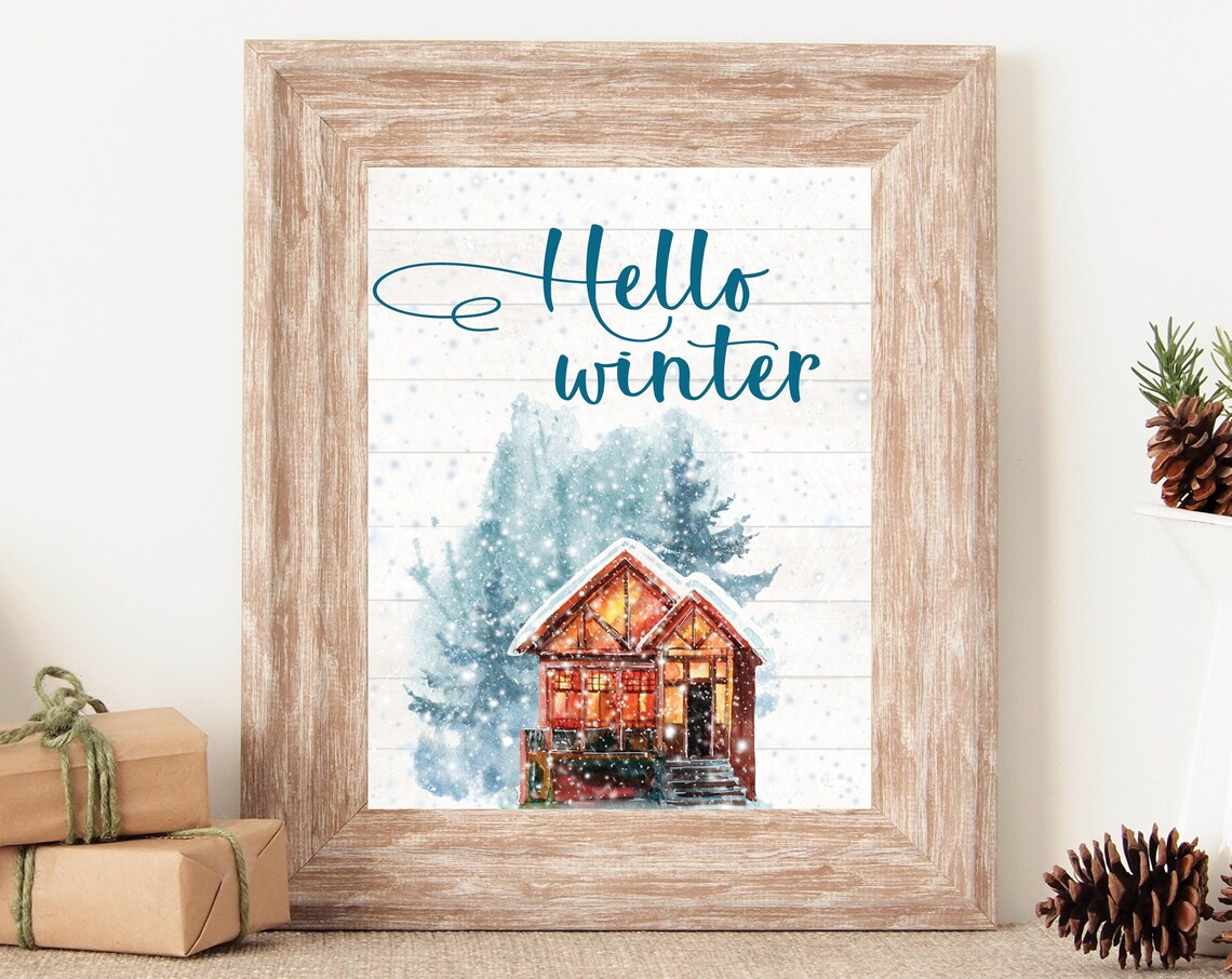 Winter Snowy Christmas Rustic Decor Art Print