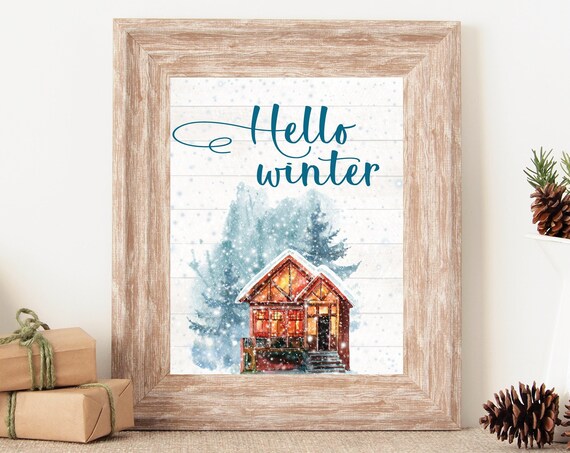 Winter Snowy Christmas Rustic Decor Art Print