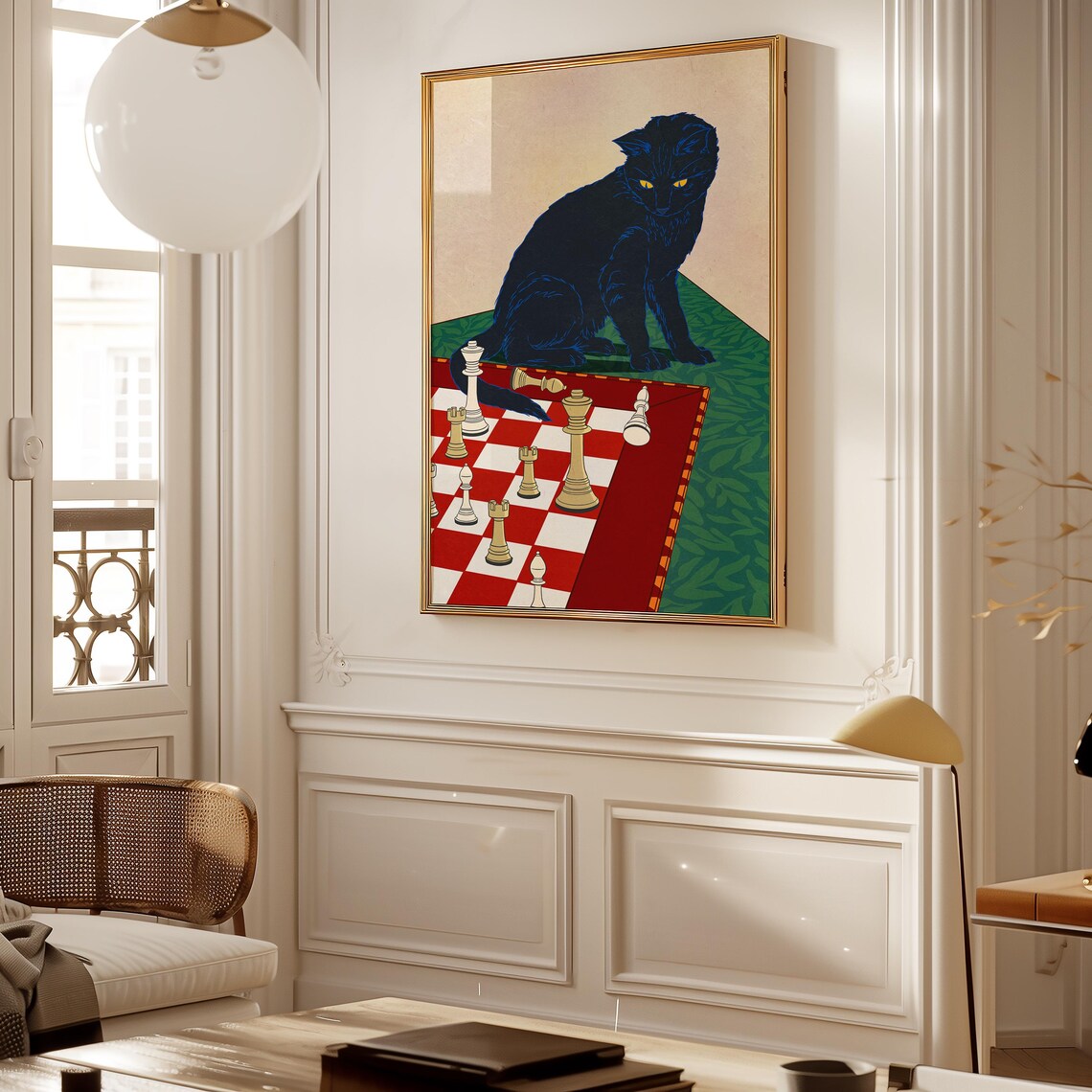 Black Cat Chess Poster, Artistic Wall Art Print - Image 2