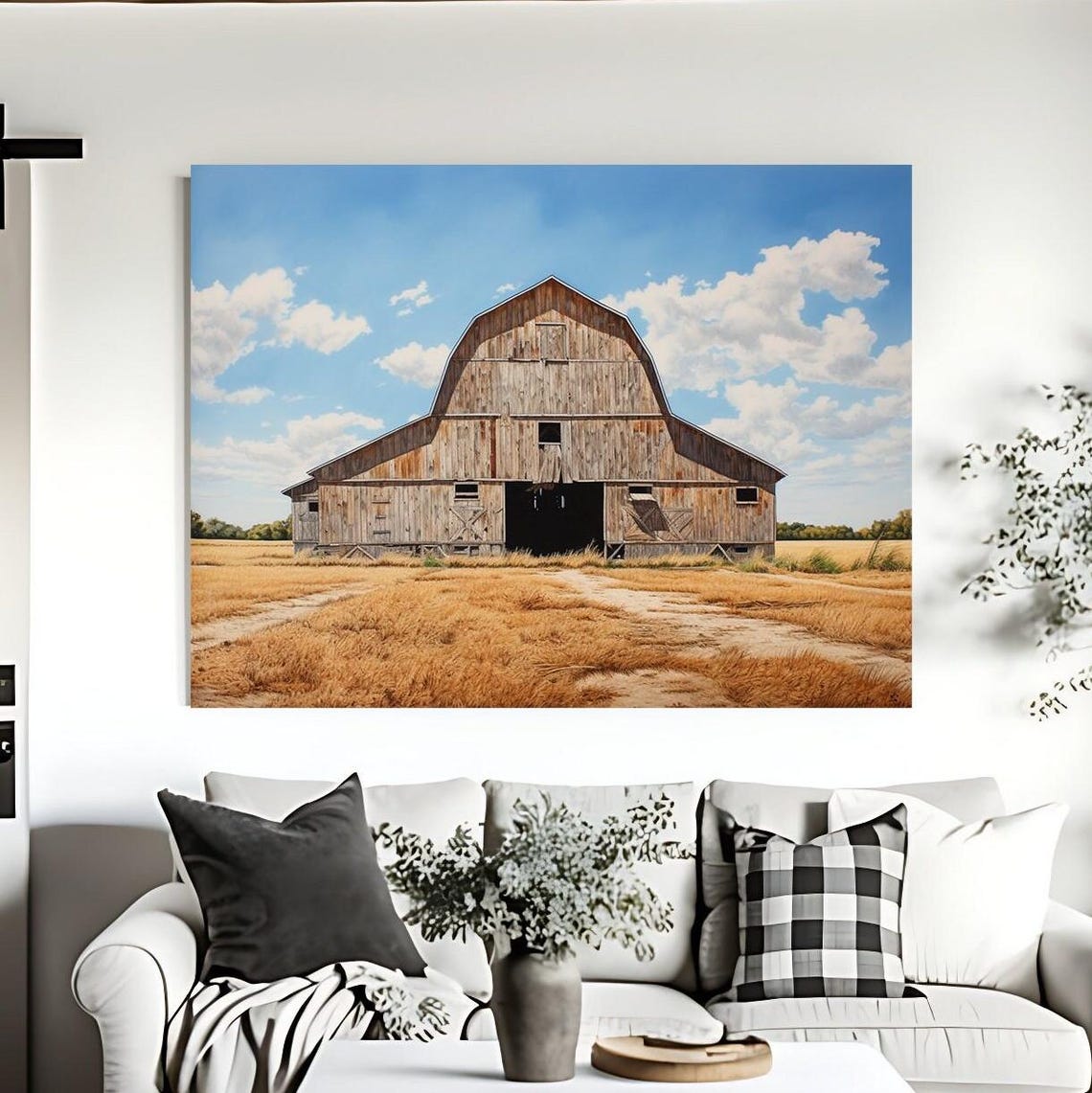 Weathered Wooden Barn Standing In A Golden Wheat Field Poster - Image 4
