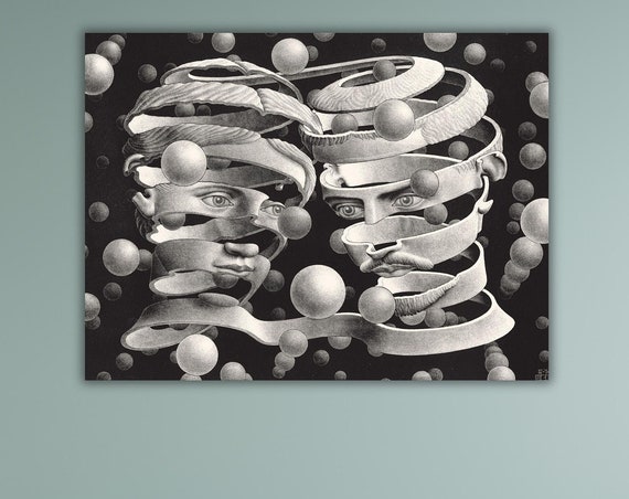 1956 By Maurits Cornelis Escher Poster Bond Of Union Op Art Wall Print Design Abstract Decor For Home Office Ready To Hang