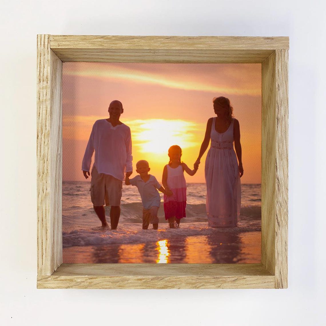 Family Photo Canvas Custom Art Wood Framed Decor Frame Wall Personalized Standalone Frames