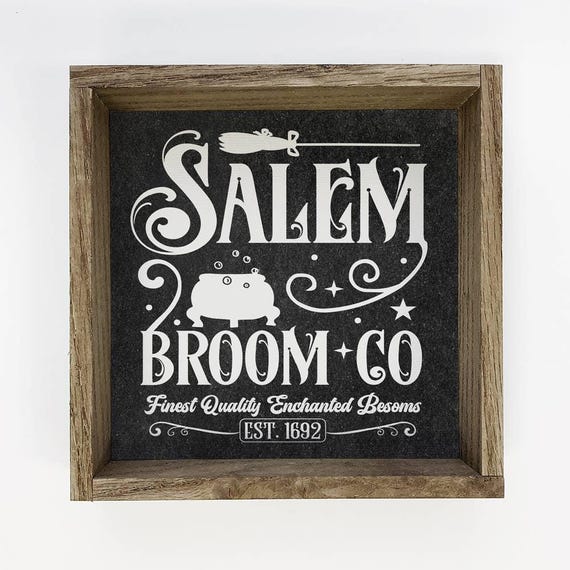 Salem Broom Parking Wood Sign For Halloween
