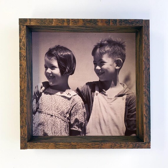 Sweet Vintage Sepia Photo of Two Children Nostalgic Family Poster