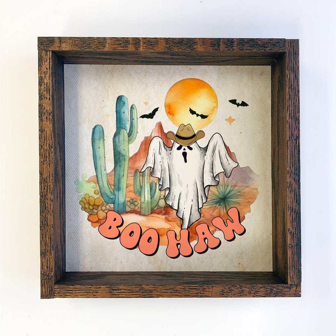 Boohaw Funny Cowboy Art Halloween Wall Frame