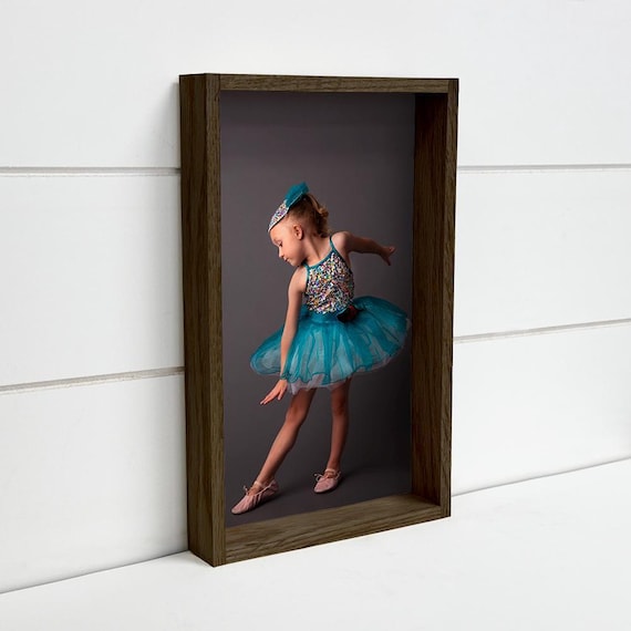 Personalized Young Ballerina Photo Teal Tutu Dance Keepsake Wall Art