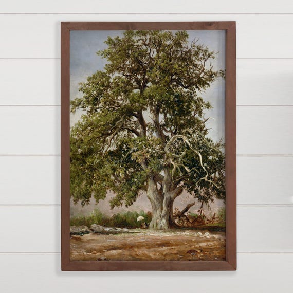 Large Tree Wall Art Old Giant Oak Nature Canvas Wood Framed Artwork