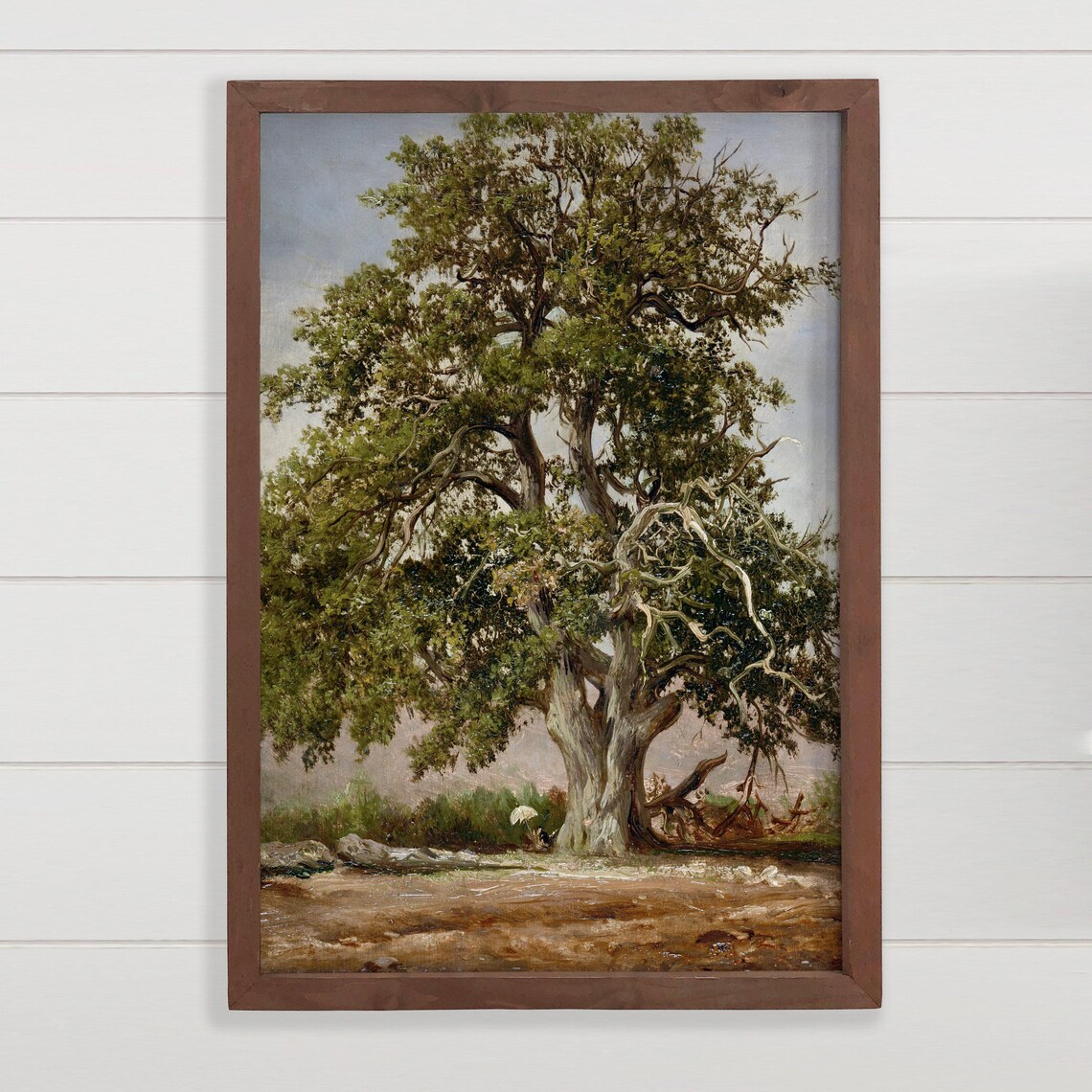 Majestic Old Giant Oak Tree Vintage Oil Painting Rustic Nature Poster