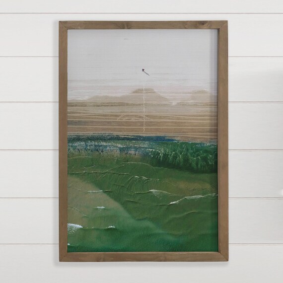 Aerial Beach Waves Lone Surfer Green Ocean Solitude Photography Poster