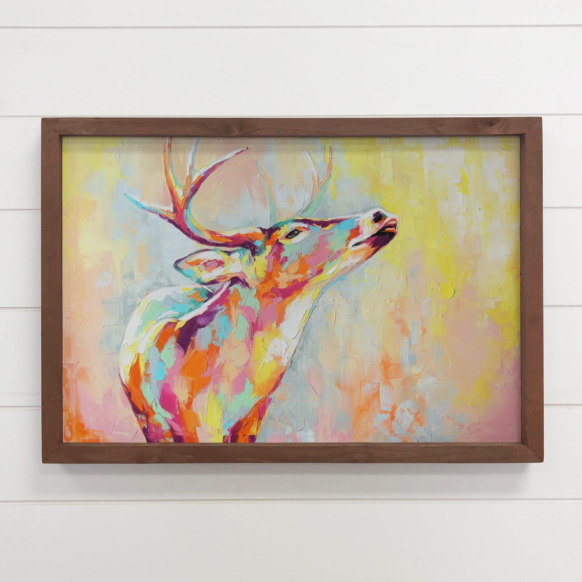 Colorful Deer Painting Cabin Wall Art