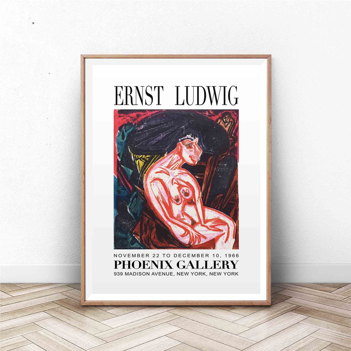 Ernst Ludwig 1966 Phoenix Gallery NYC Expressionist Nude Poster