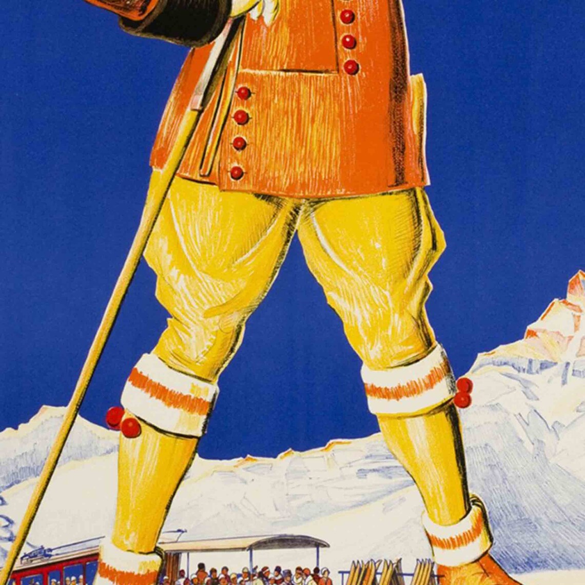 Villars Bretaye Swiss Ski Vintage Winter Sports Travel Poster - Image 2