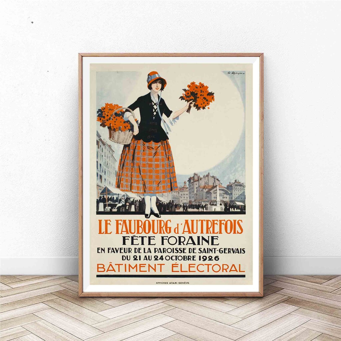 Le Faubourg d'Autrefois 1926 Geneva Fair Vintage French Poster